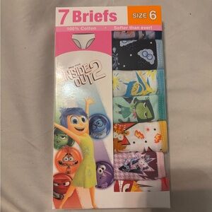 Disney’s INSIDE OUT 2 Girls Kids Briefs Panties 7 Pack NIP SIZE 6 UNDERWEAR